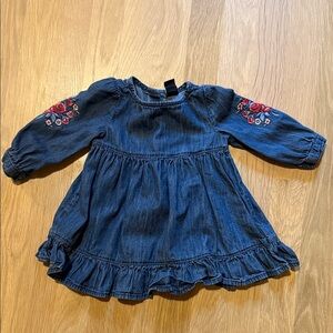 GAP Denim Blue Kids Dress with Floral Sleeves
